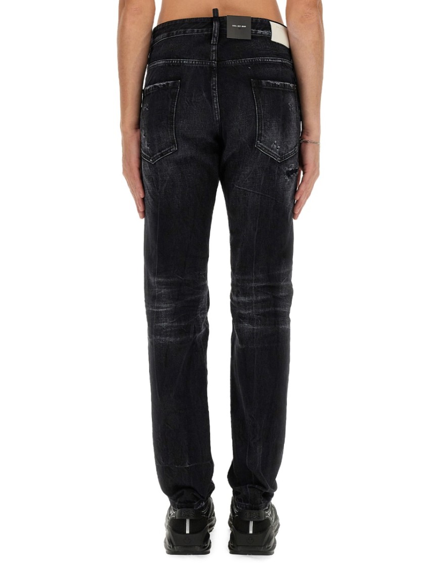 Dsquared2 'cool Guy' Black Five-pocket Jeans With Rips In Black