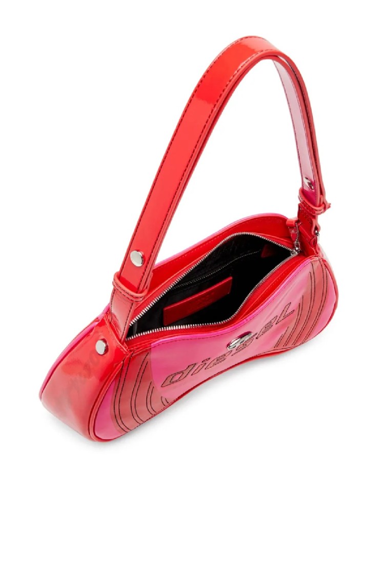 Diesel Sculptural Red Crossbody Bag With Glossy Finish