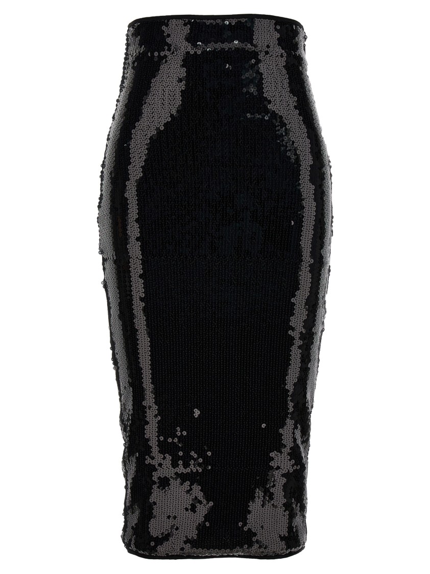 Alexandre Vauthier Black Mesh Midi Skirt In Black