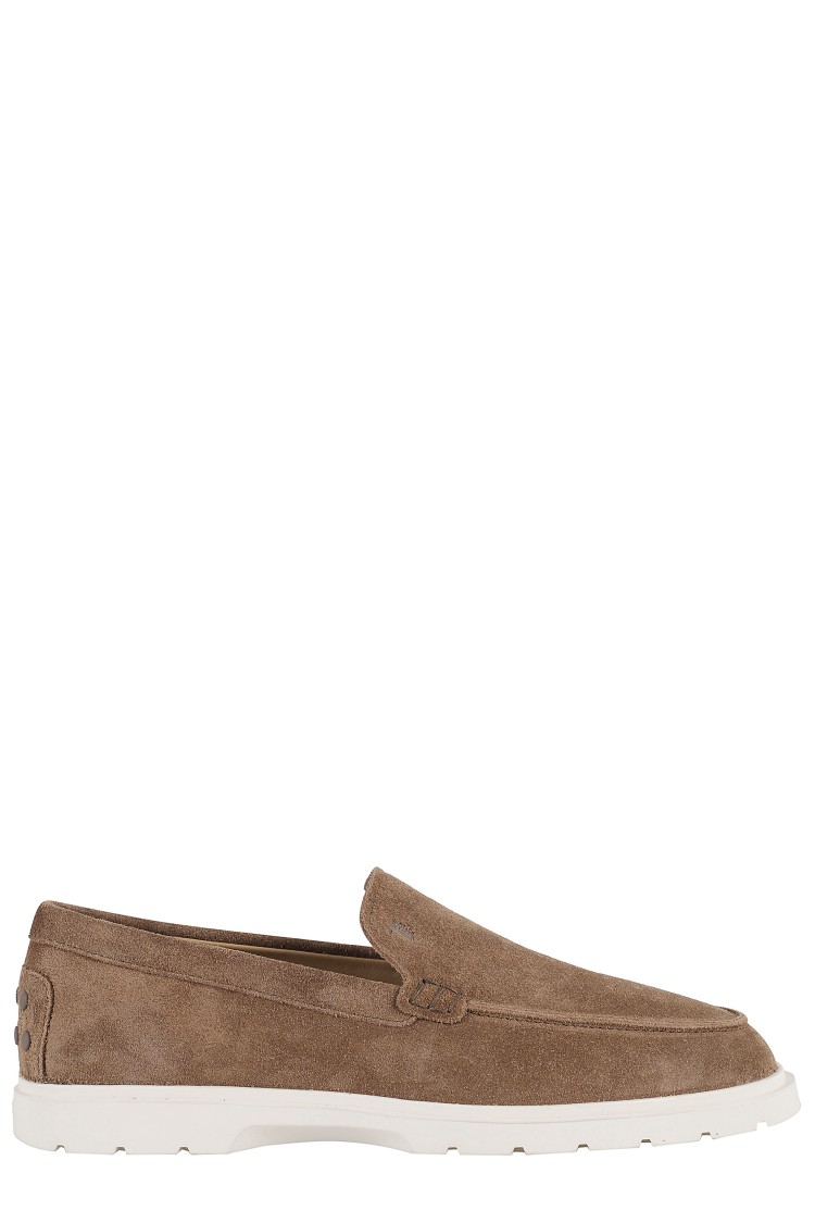 Tod's Chunky Rubber Sole Round Toe Loafers In Brown
