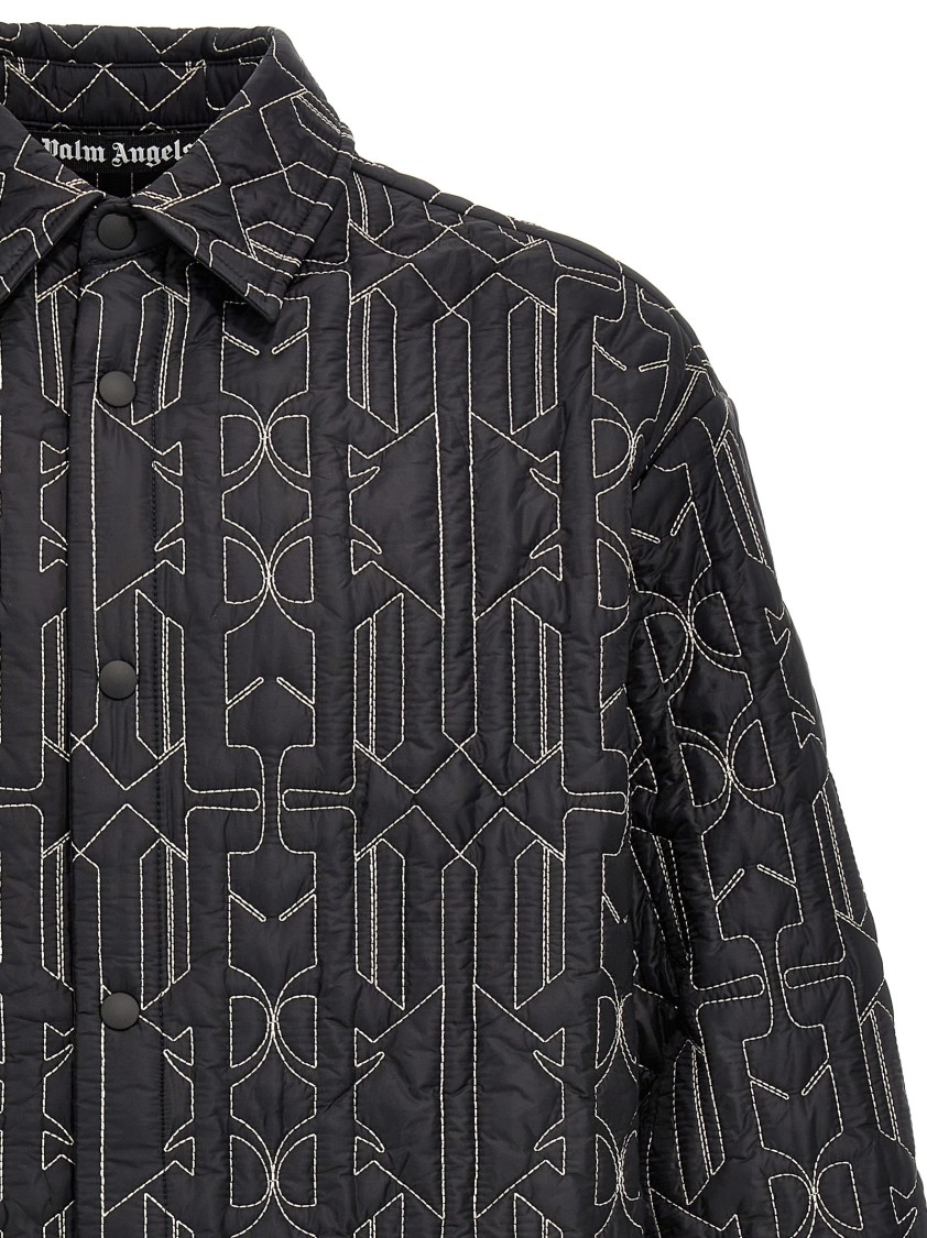 Palm Angels Quilted All Monogram Outerwear With Snap Buttons In Gray
