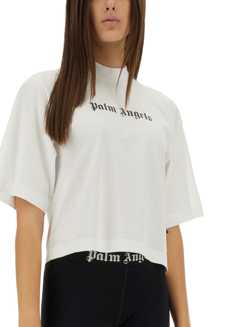 Palm Angels Off-white Classic Logo Baby T-shirt In Black