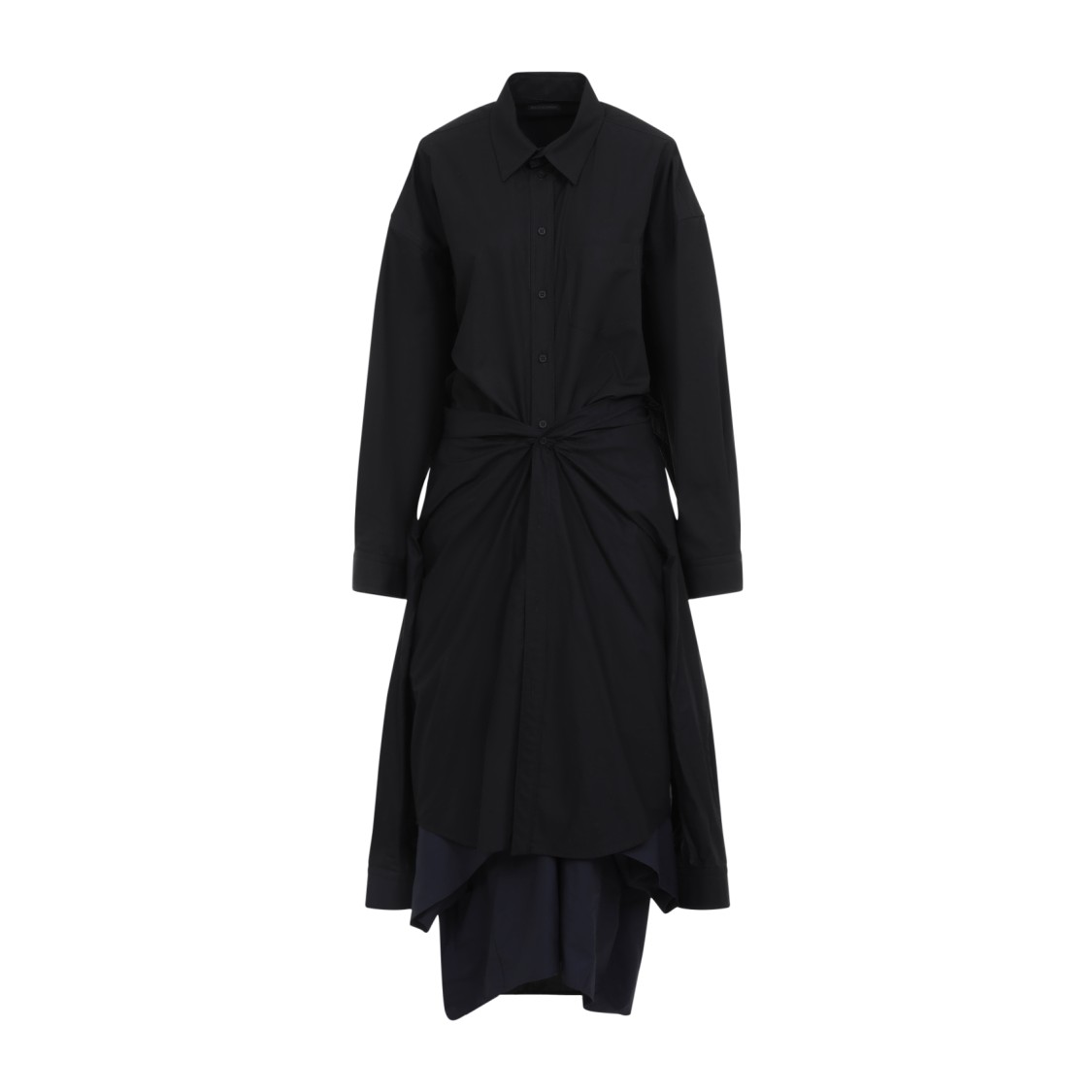 Balenciaga Maxi Layered Shirt Dress In Black