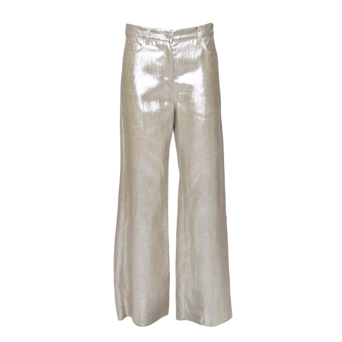 パンツ Max Mara Malika Trousers In Gold Laminated Linen Max Mara Malika Trousers In Gold Laminated Linen | THE LIST