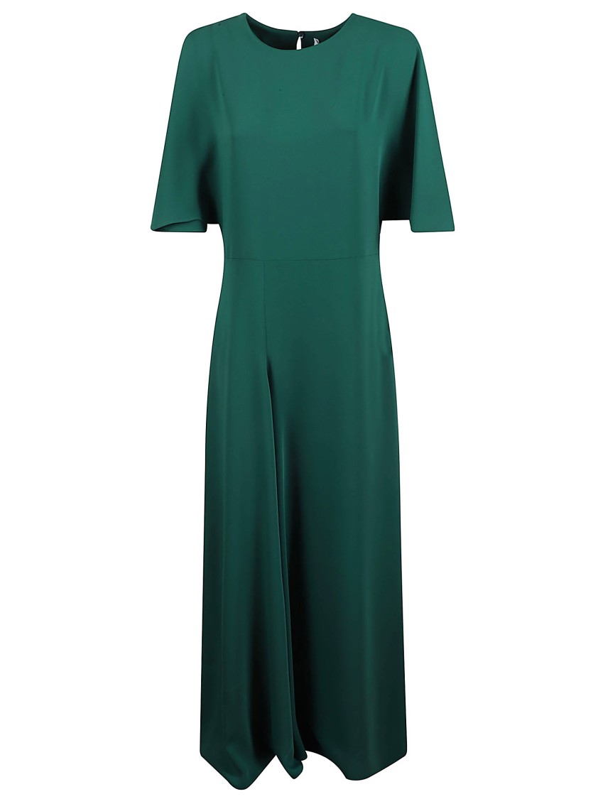 P.a.r.o.s.h . Midi Dress With Round Neckline And Keyhole Detail In Green