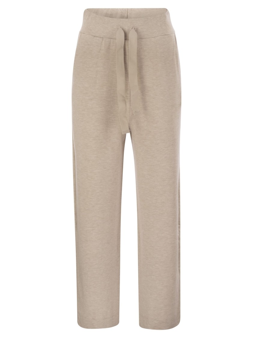 Majestic Comfort-fit Trousers With Drawstring Waist In Neutral