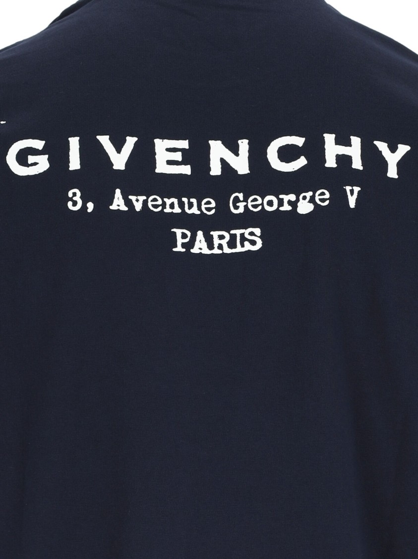 Givenchy Navy Cotton T-Shirt With Bold White Logo Print