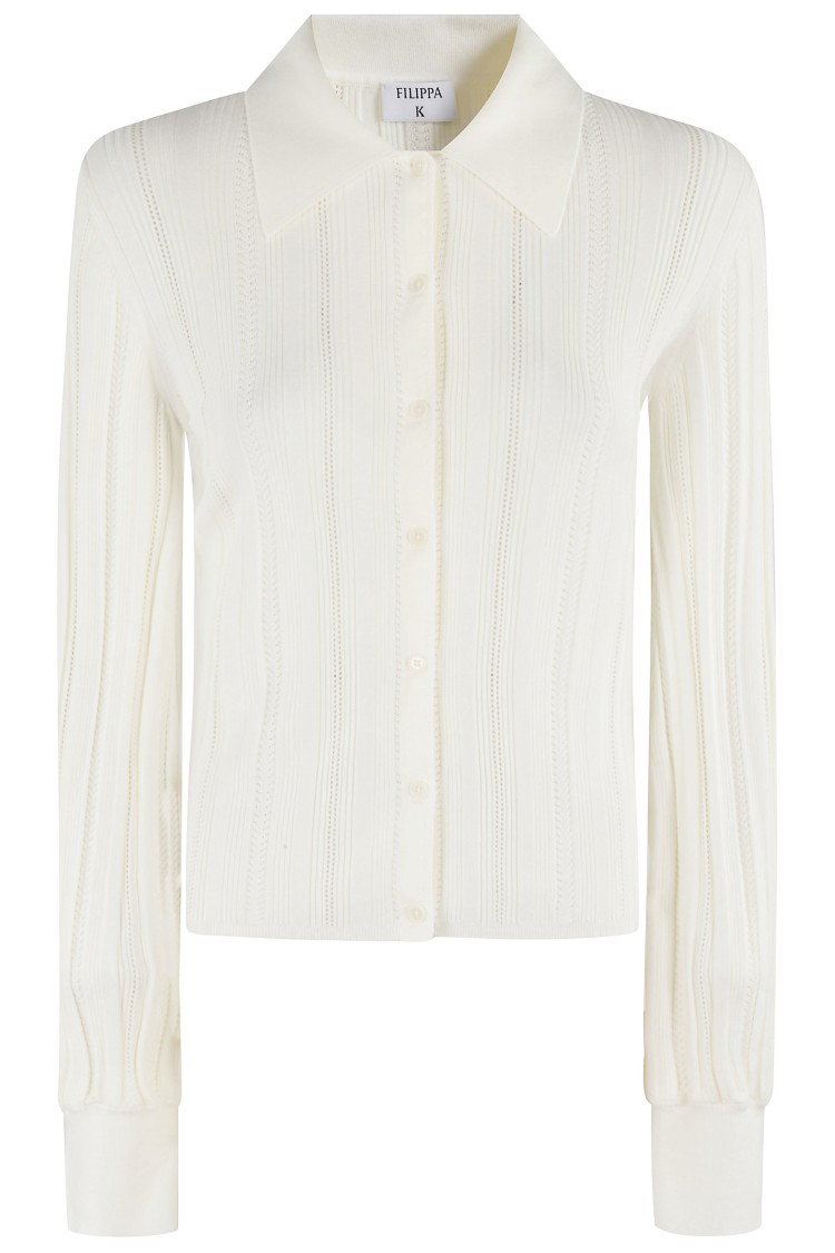 Shop Filippa K Braid Knit Cardigan In White