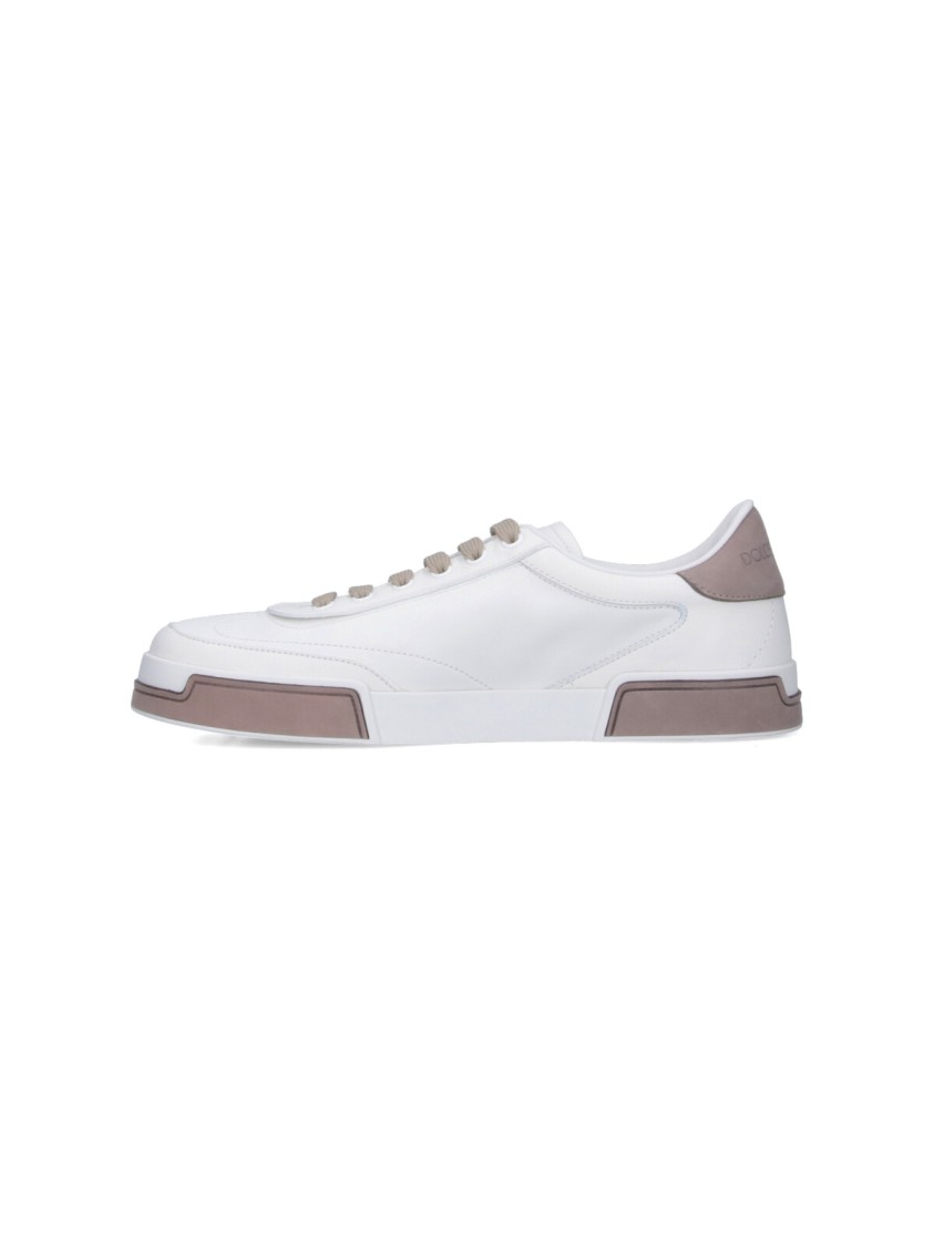 Dolce & Gabbana Portofino Yatch Sneakers In Calfskin Color White And Dove Grey In Red