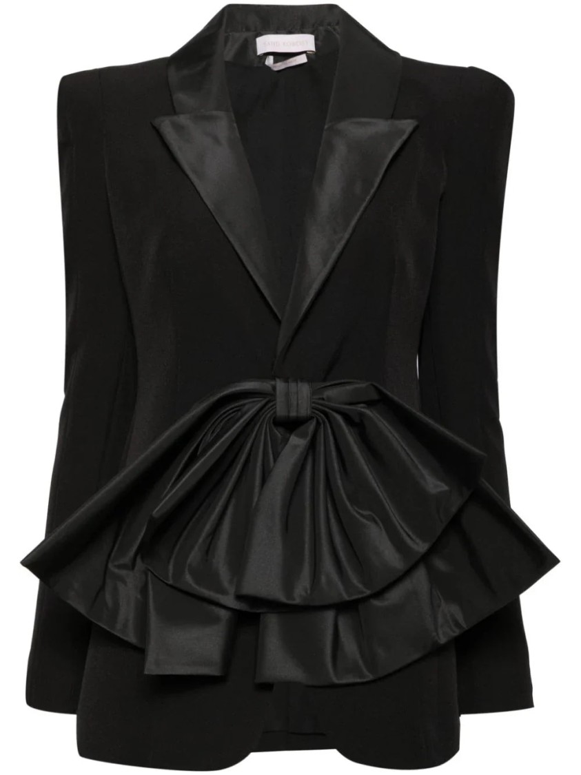 Saiid Kobeisy Crepe Tailored Jacket With Taffeta Collar In Black