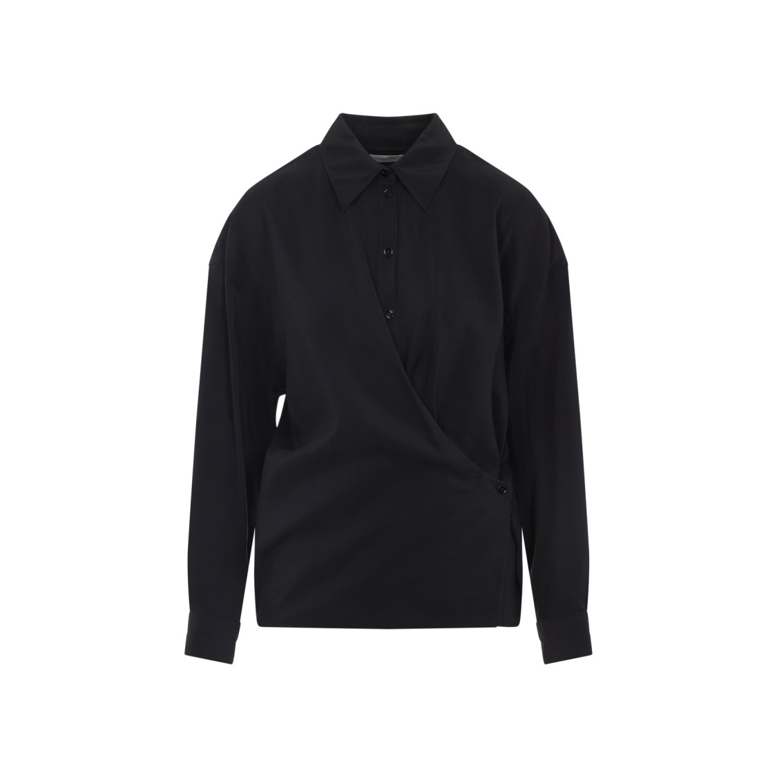 Lemaire Black Straight Collar Twisted Shirt In Black