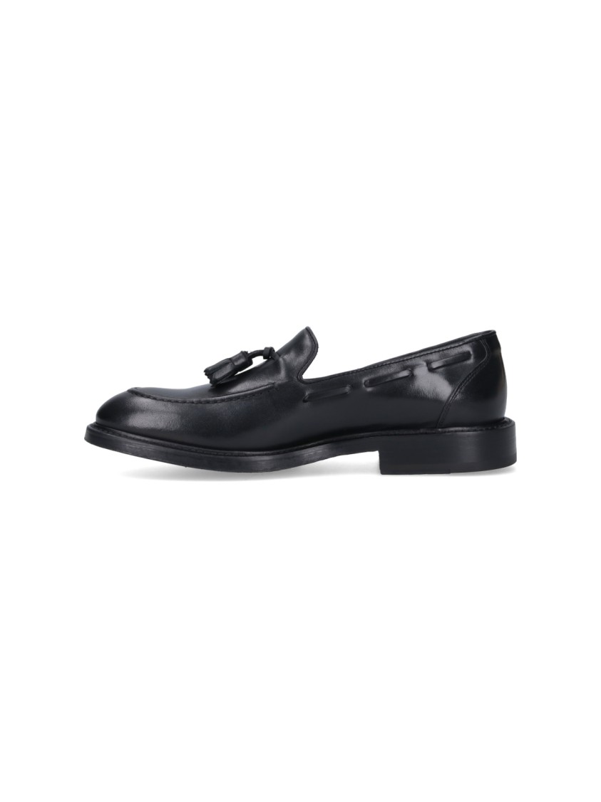 Alexander Hotto Tassel Loafers In Black Brushed Leather