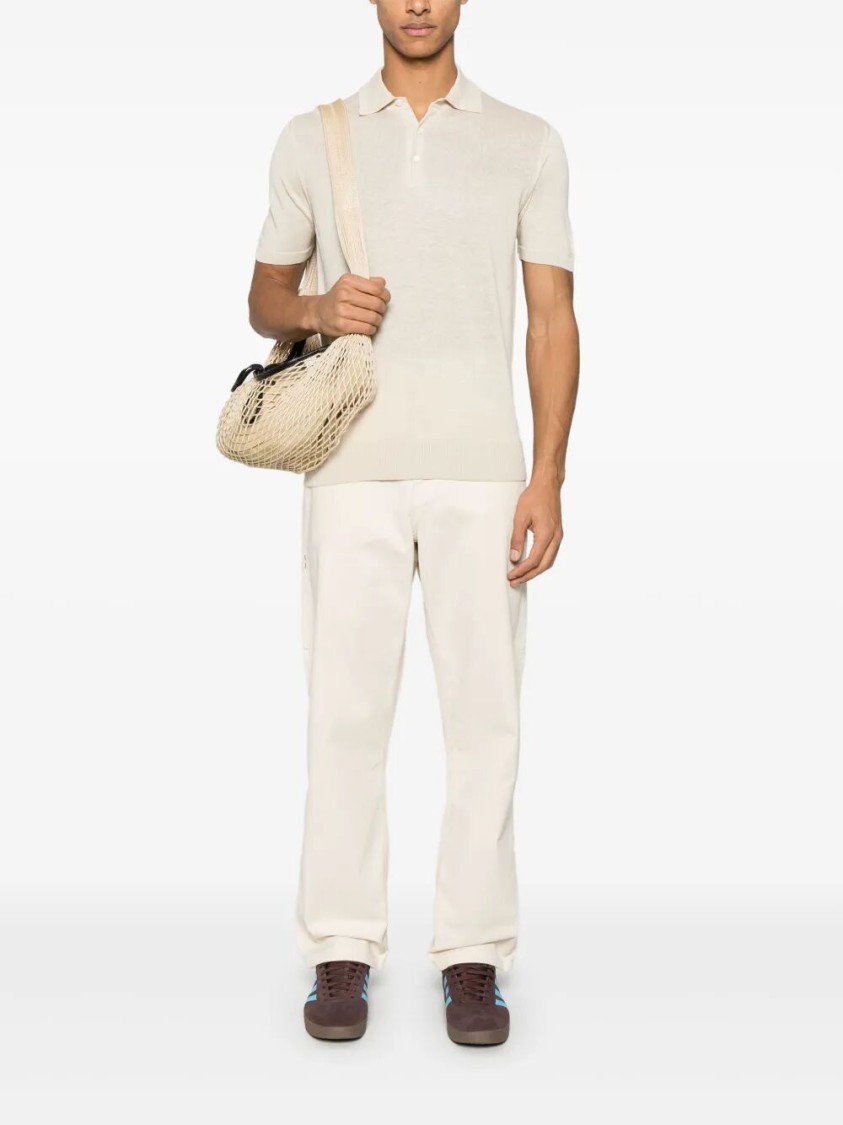 Drumohr Short Sleeve Polo With Classic Collar In Neutral
