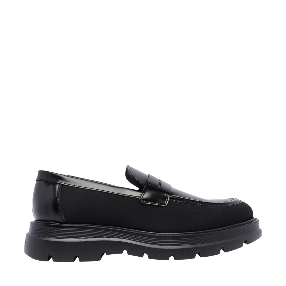 Shop Stuart Weitzman Sculpted Rubber Sole Moccasin With Elastic Inserts In Black