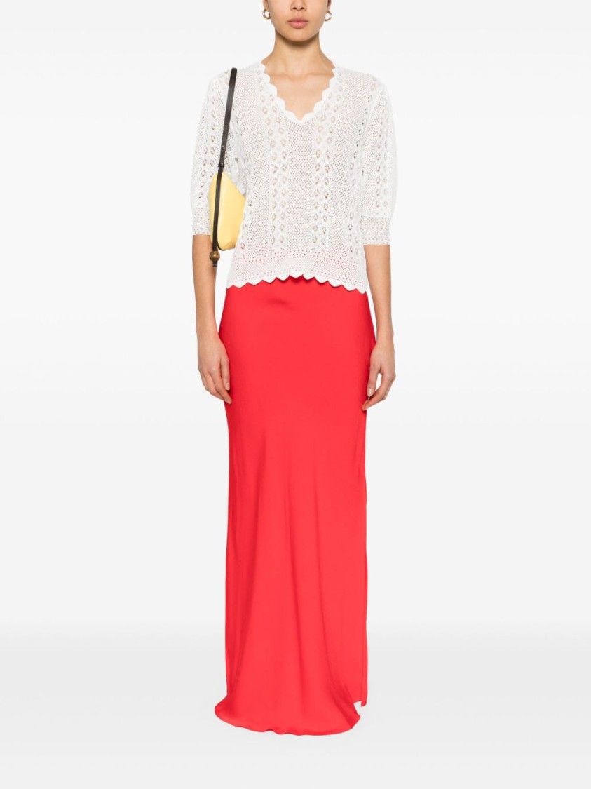 Shop Twinset Twin-set Maxi Skirt In Vivid Red Viscose