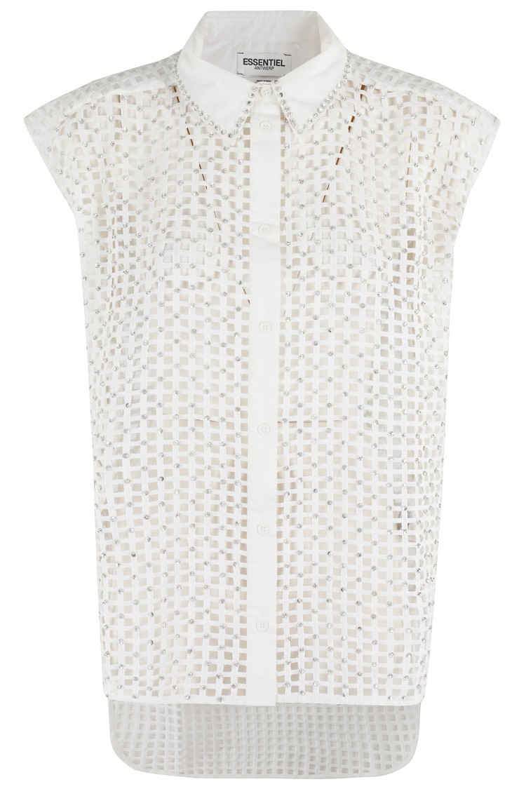 Essentiel Antwerp Sheer Mesh Harness Top With All-over Sequins