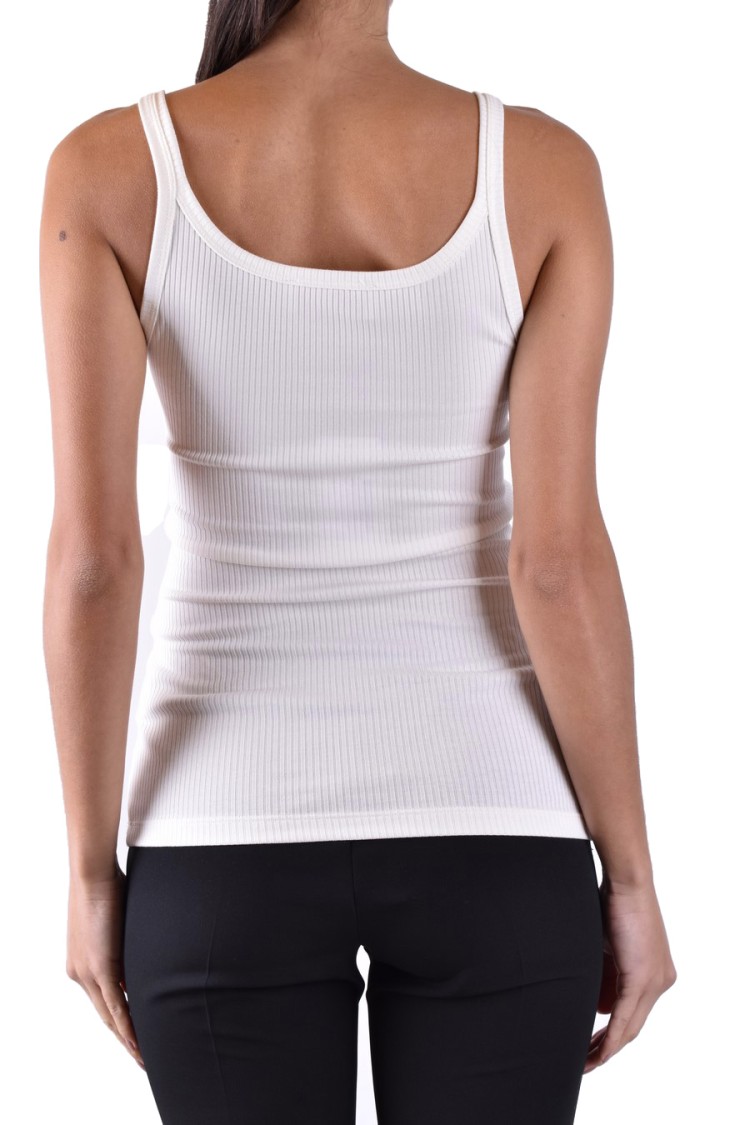 ERMANNO ERMANNO FITTED TOP WITH FLORAL EMBROIDERY AND RIBBED TEXTURE