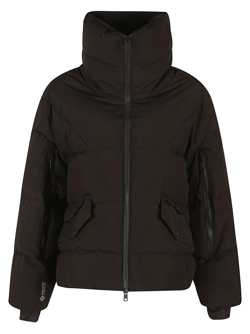 Woolrich Oversized Black Gtx Jacket With High Collar In Multi