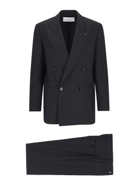 Lardini Black Double-Breasted Suit Suits in Black | THE LIST