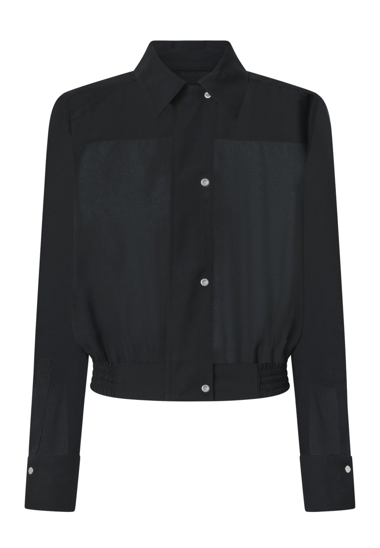 Shop Pinko Georgette Bomber Shirt With Elasticated Drawstring Hem In Black