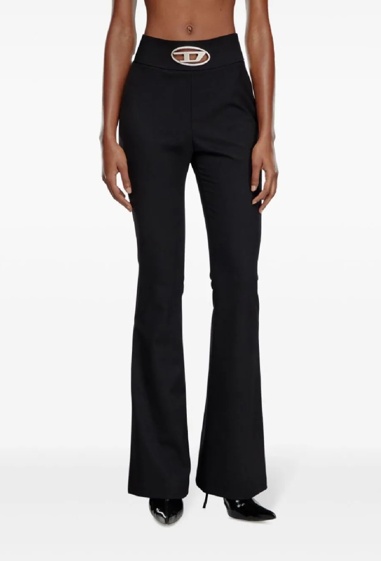 Diesel Flared High-waist Trousers In Black