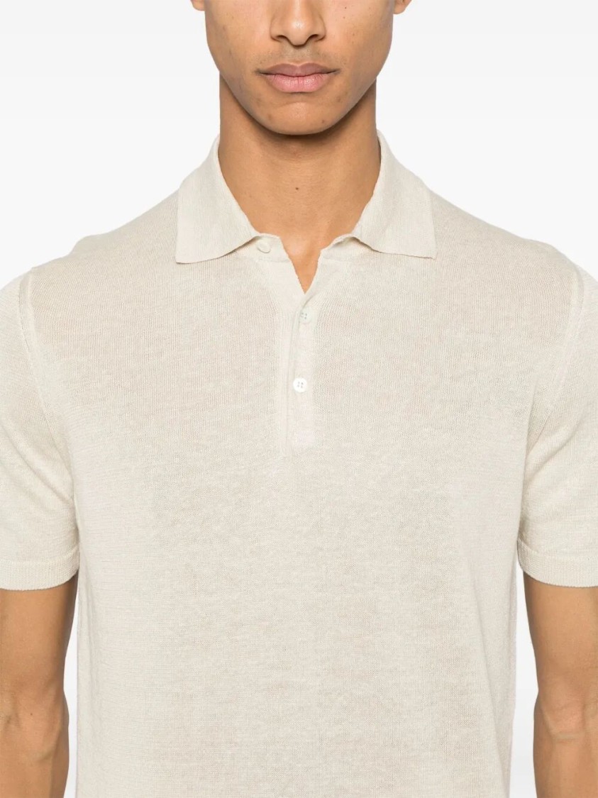 Drumohr Short Sleeve Polo With Classic Collar In Neutral