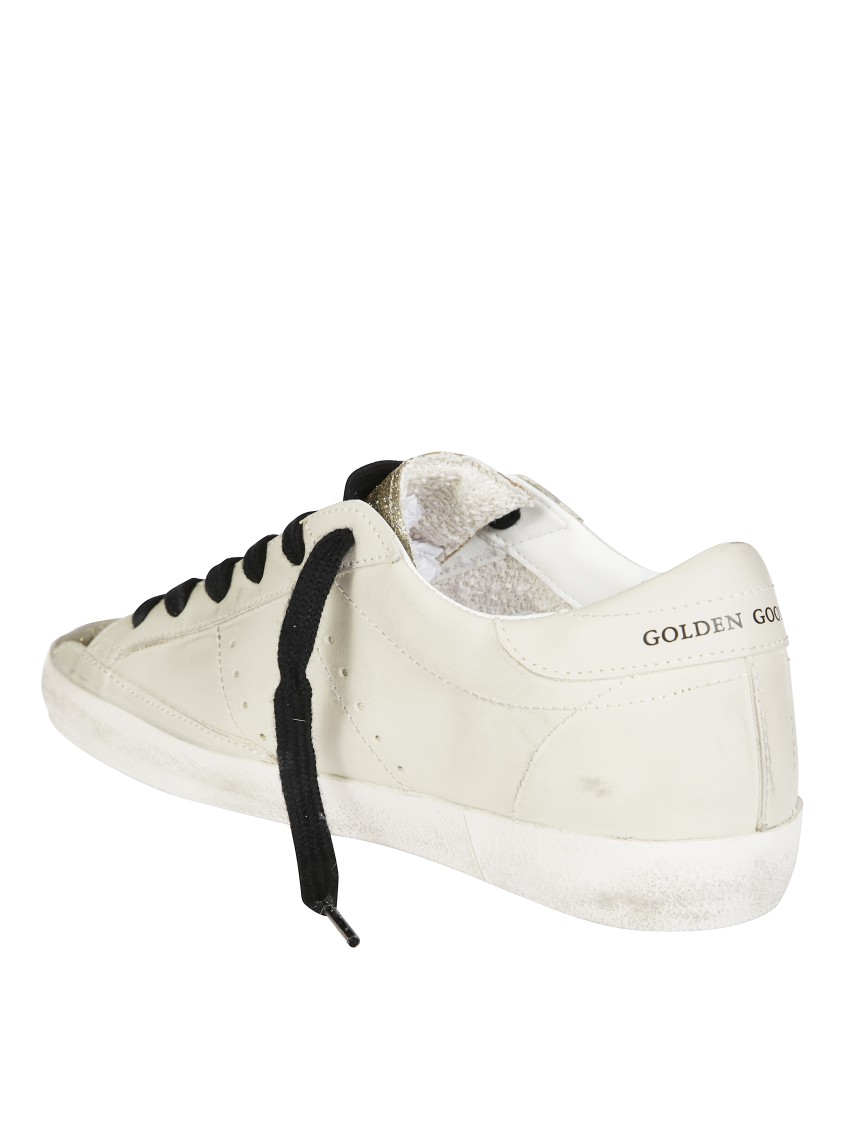 Golden Goose Superstar Leather Upper Glitter Sneakers In White
