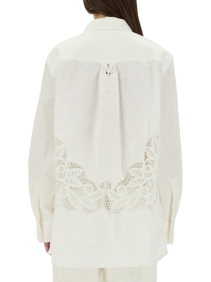 Marine Serre Women Upcycled Linen Shirt In White