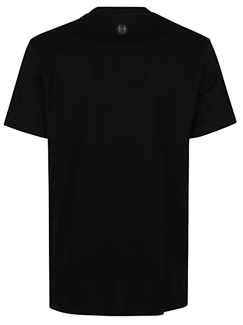 Shop Philipp Plein Round Neck Black Cotton T-shirt