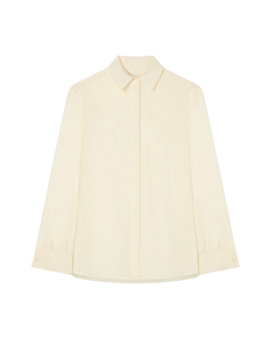 Serena Bute Silk Cape Sleeve Shirt - Cream In Neutrals