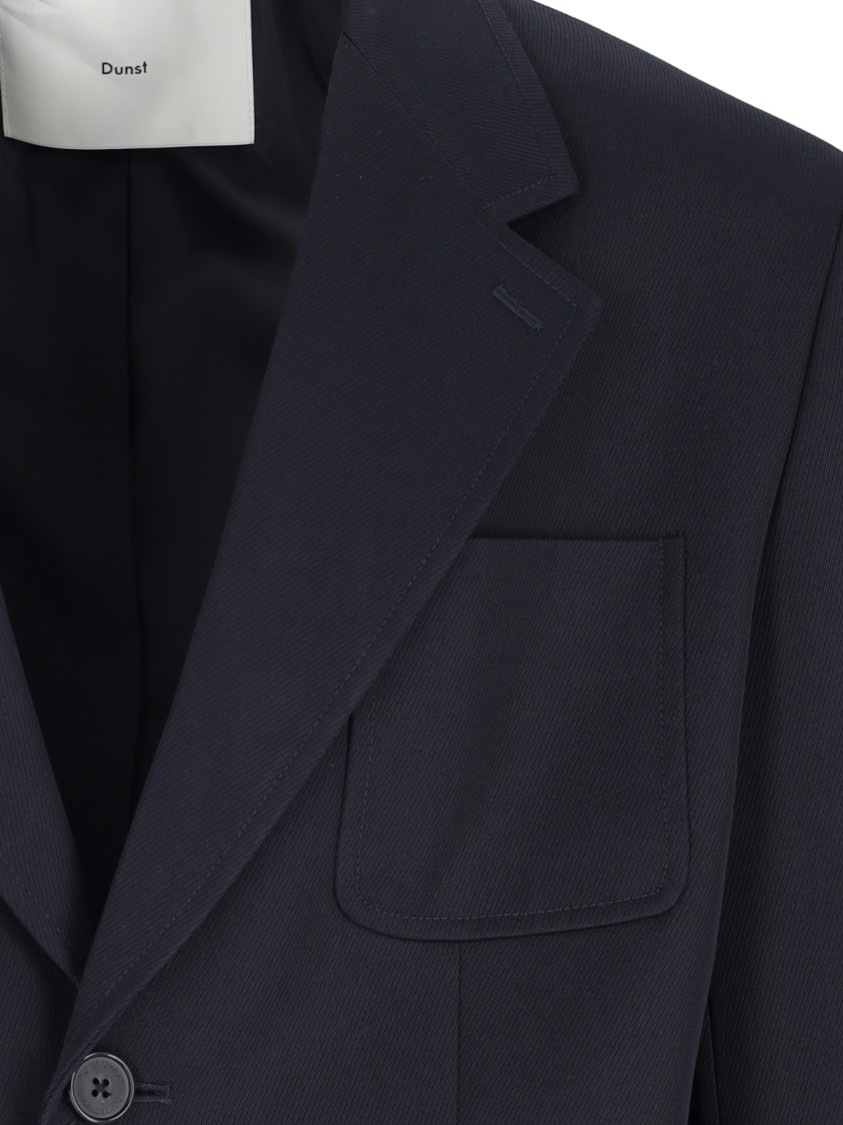 Dunst Single-breasted Blazer In Blue Wool Blend