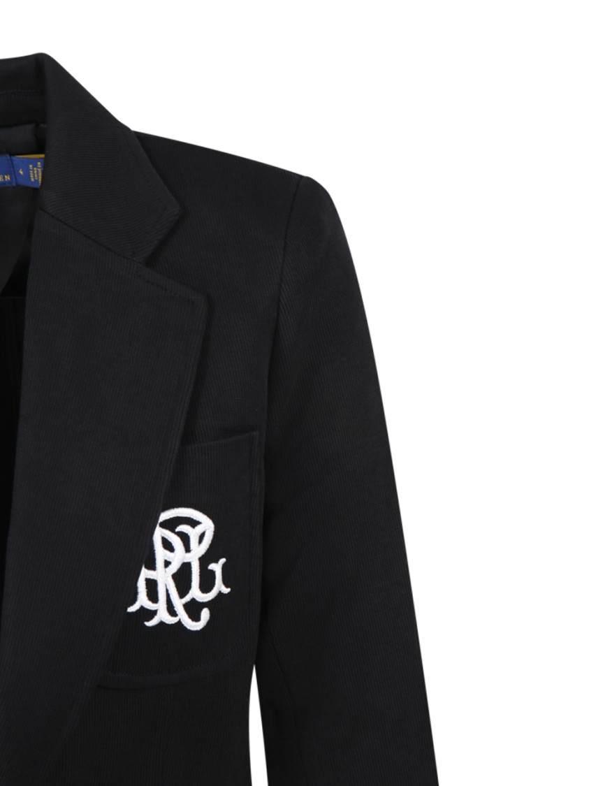 Polo Ralph Lauren Embroidered-logo Single-breasted Blazer In Black