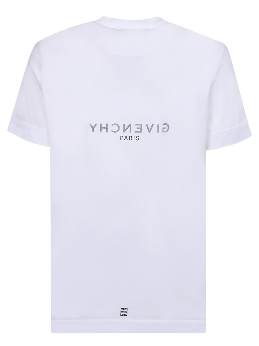 Givenchy White Crewneck T-shirt With Logo Print In Cotton Man In White