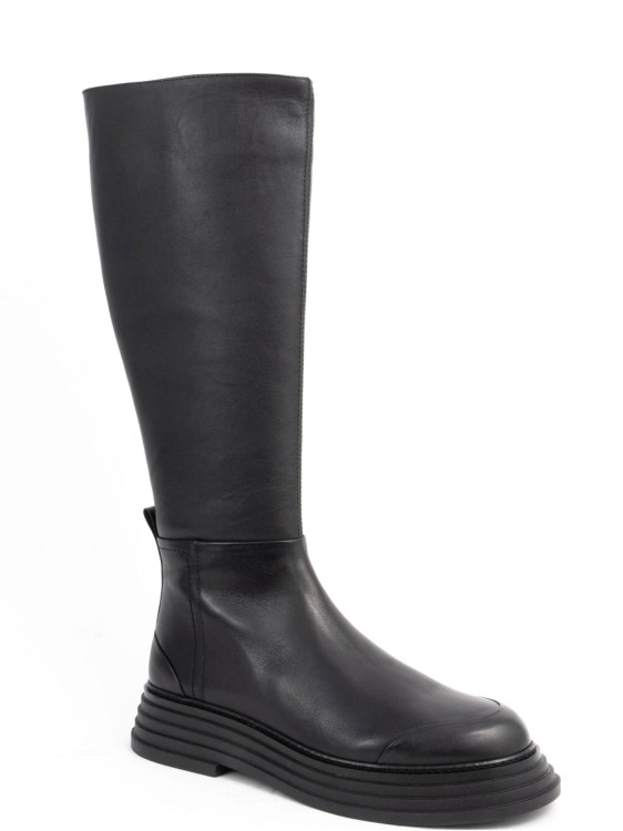 Sergio Moretti Long Black Leather Boots Flat | THE LIST