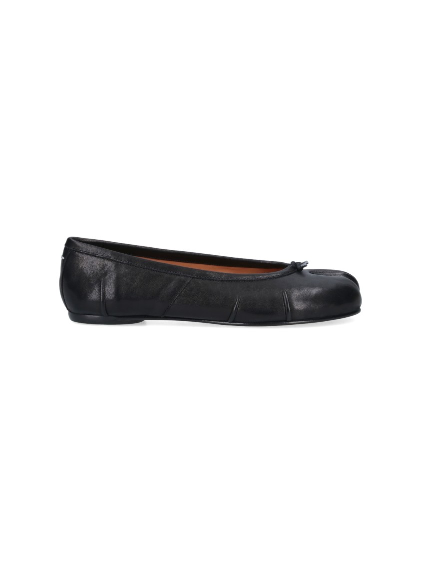 Maison Margiela Black Leather Tabi Ballerinas With Signature Detailing