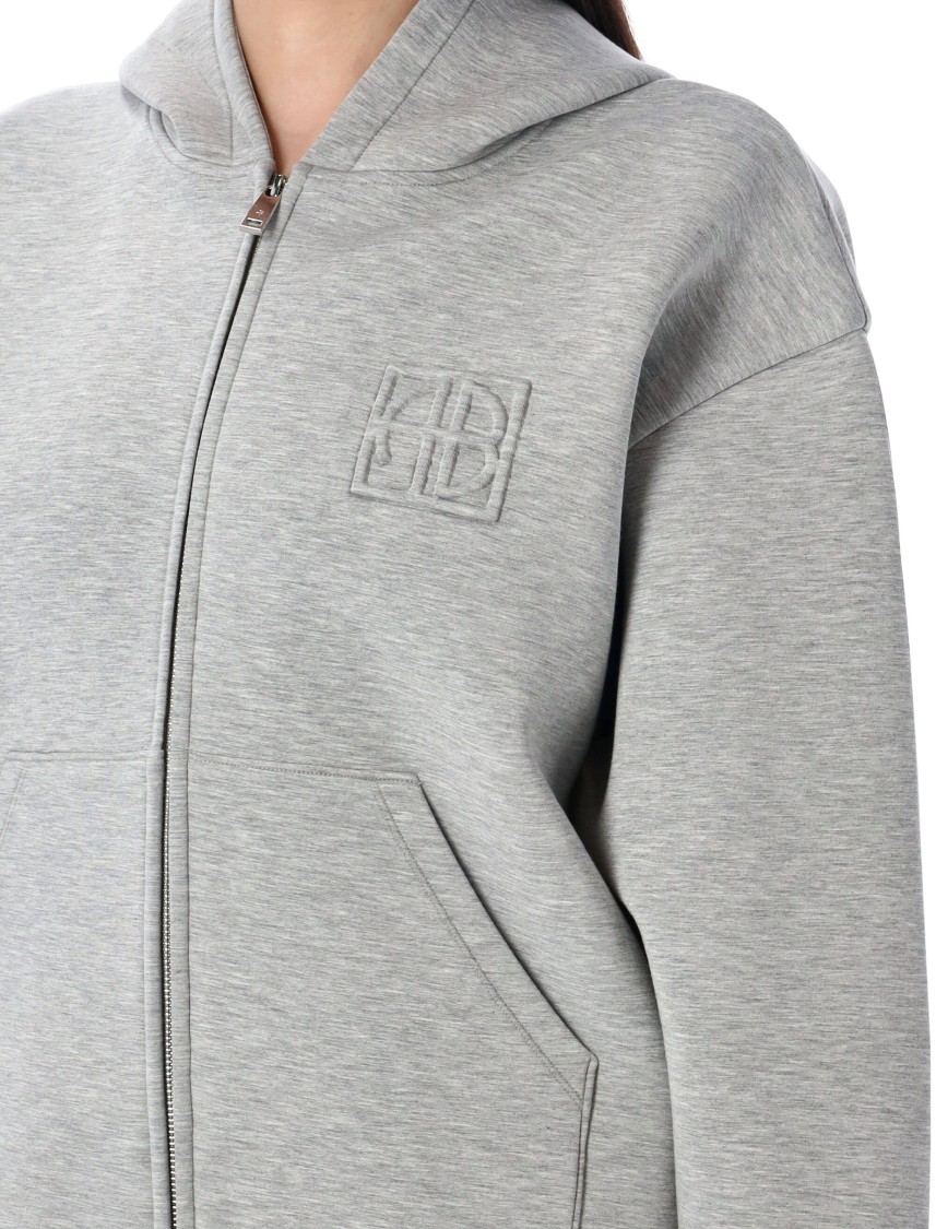 Shop Anine Bing Fitted Hem Zip-up Hoodie With Monogram Detail