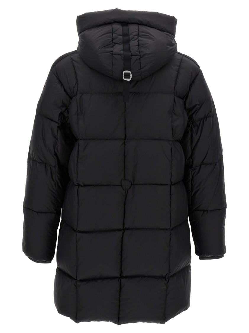 Parajumpers Puffy Quilted Black Nylon Down Jacket With Adjustable Hood And Functional Pockets In Black