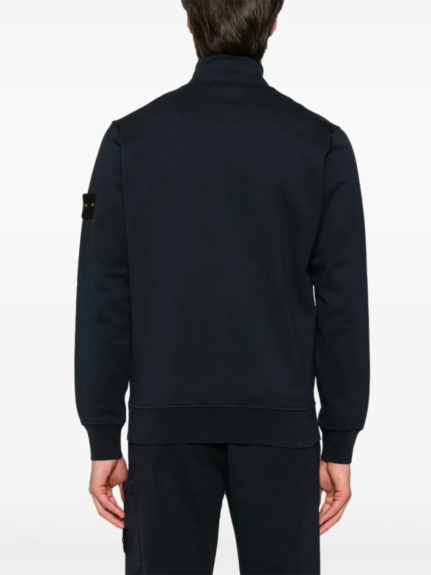 Stone Island Compass-badge Zipped Sweatshirt In Blue