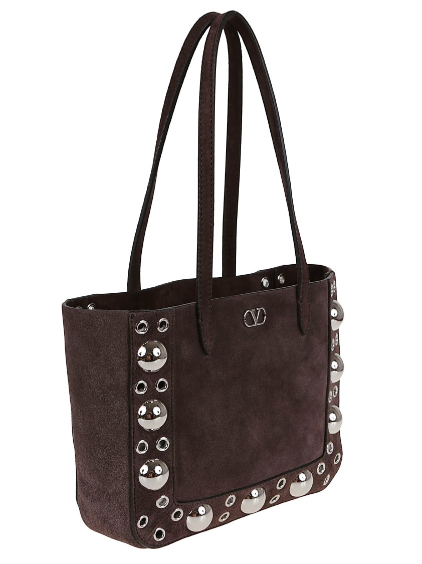 Valentino Garavani Nellcôte Mini Suede Tote Bag In Brown
