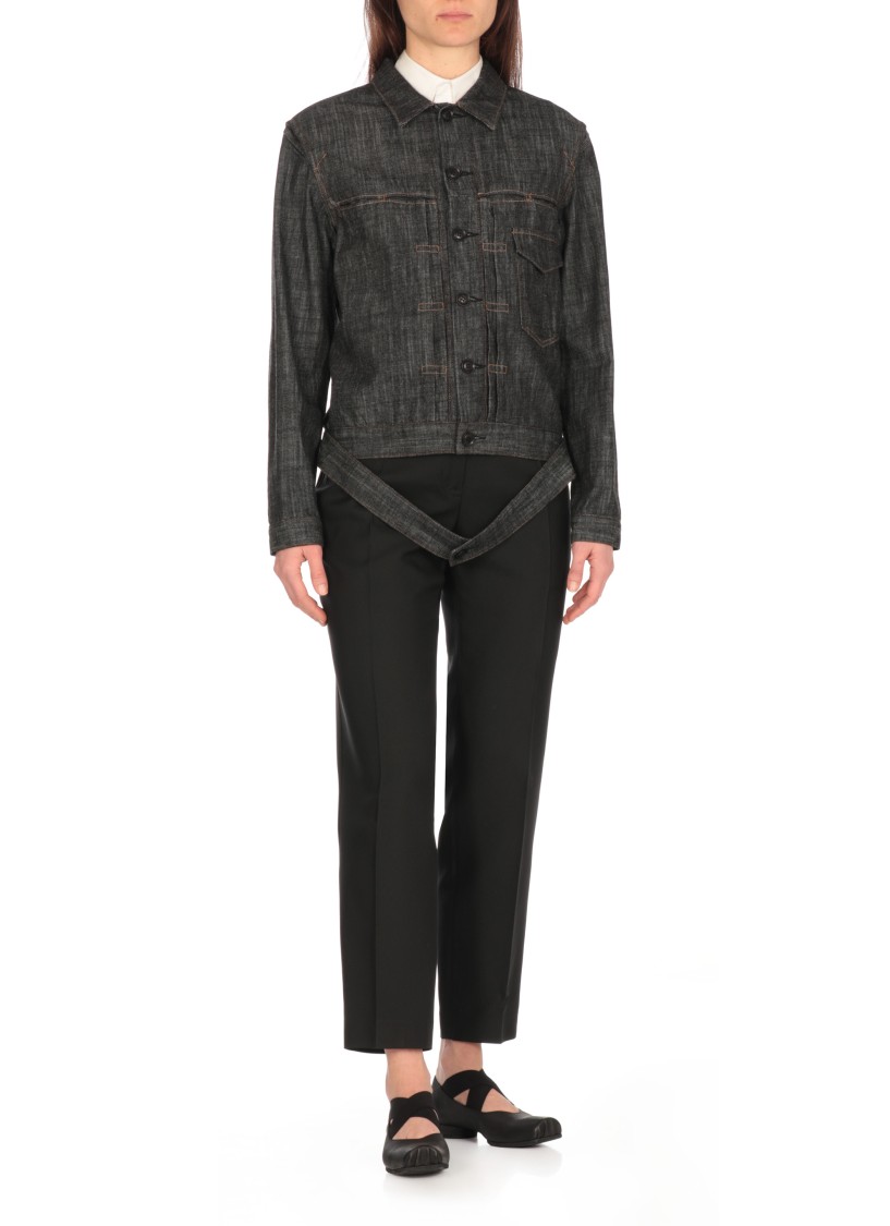 Y's Long Sleeve Denim Jacket In Black
