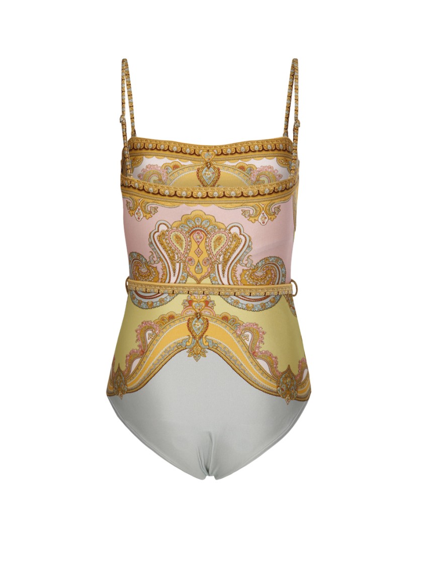 Zimmermann Maxine Chain Trim Bandeau Swimsuit In Multicolor