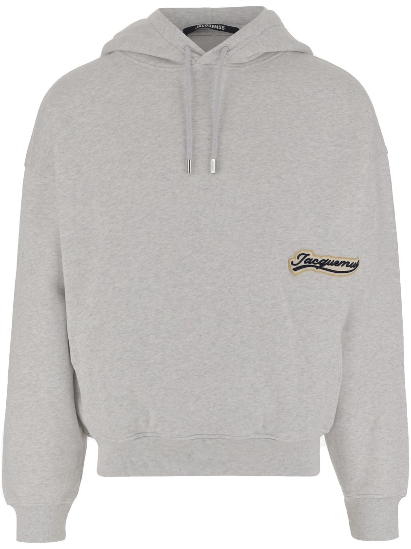 Jacquemus Hooded Sweater With Drawstring And Ribbed Finish In Gray