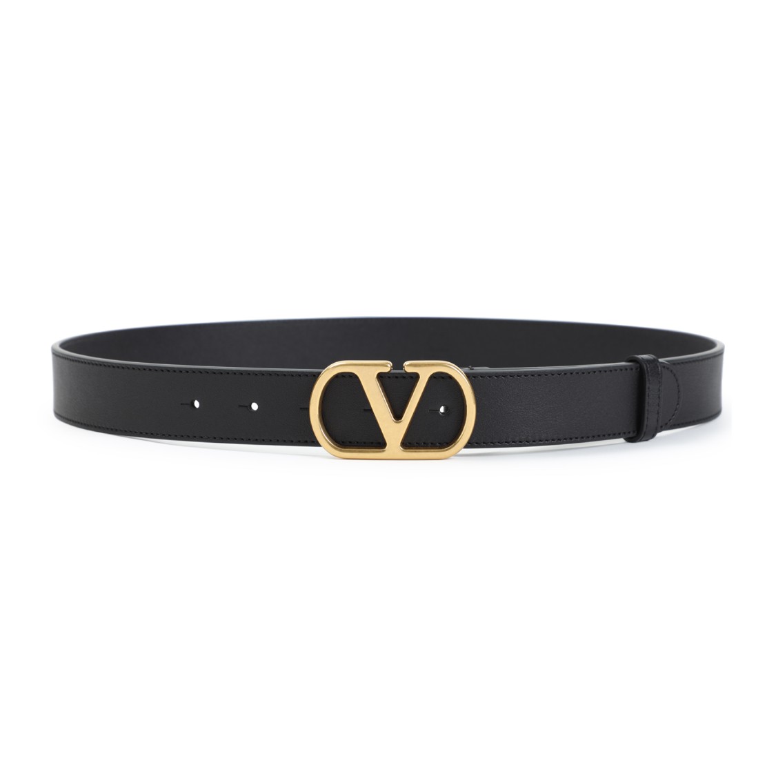 Valentino Vlogo 30 Black Leather Belt In Black