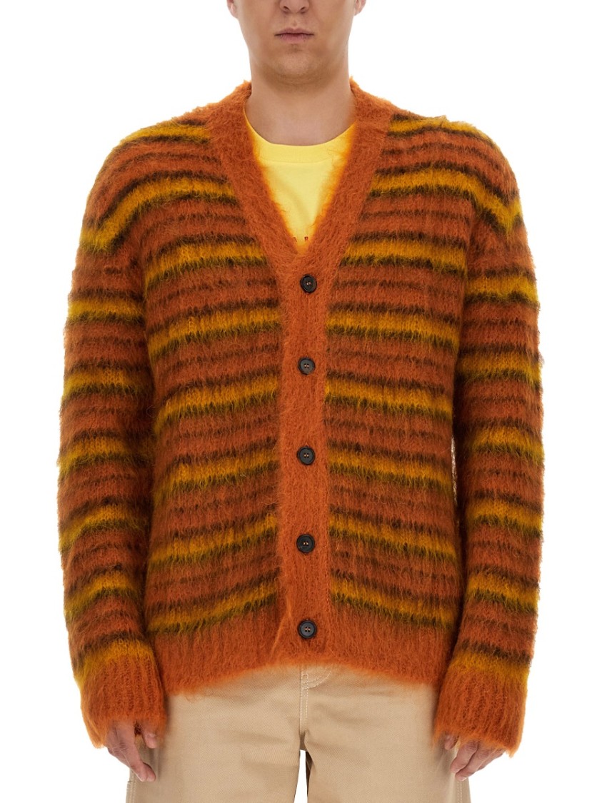 Shop Marni V-neck Cardigan In Orange