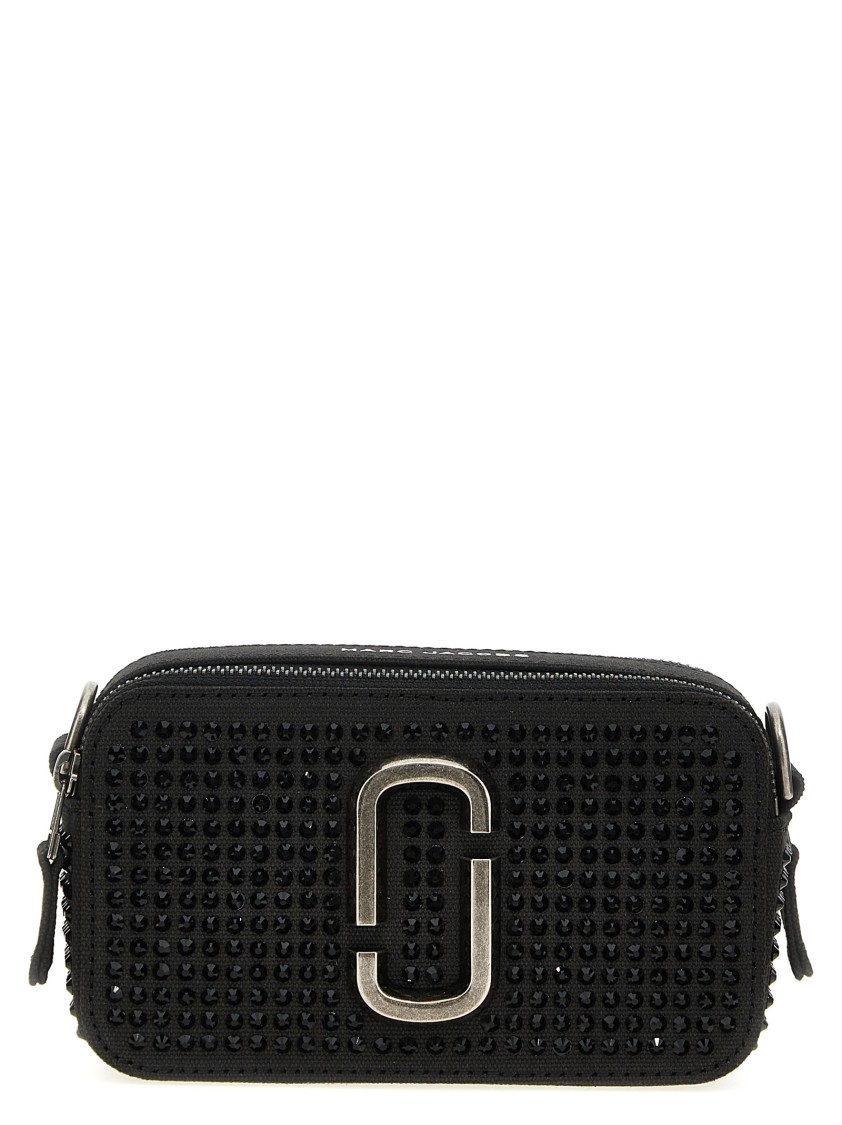 Marc Jacobs 'the Crystal Canvas Snapshot' Crossbody Bag In Black