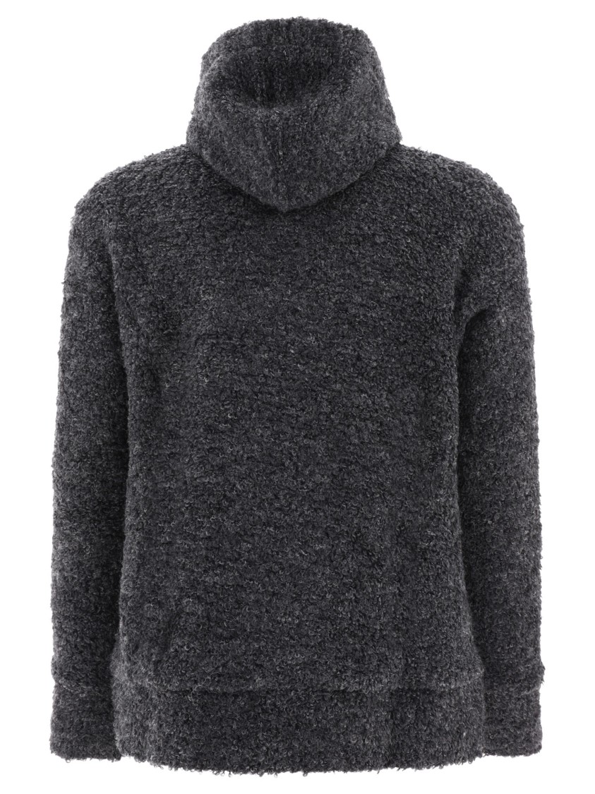 Junya Watanabe Textured Drawstring Zipped Hoodie In Gray