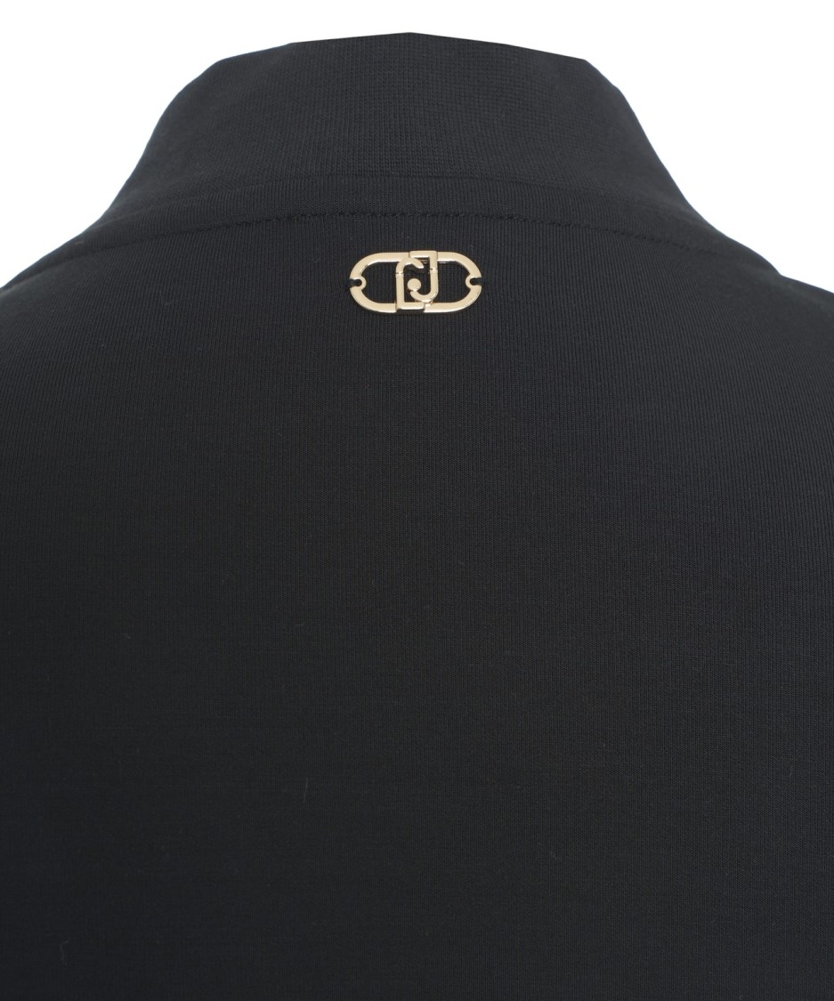 LIU •JO LIU JO CROPPED SWEATSHIRT WITH V-NECKLINE AND BUTTON ACCENTS