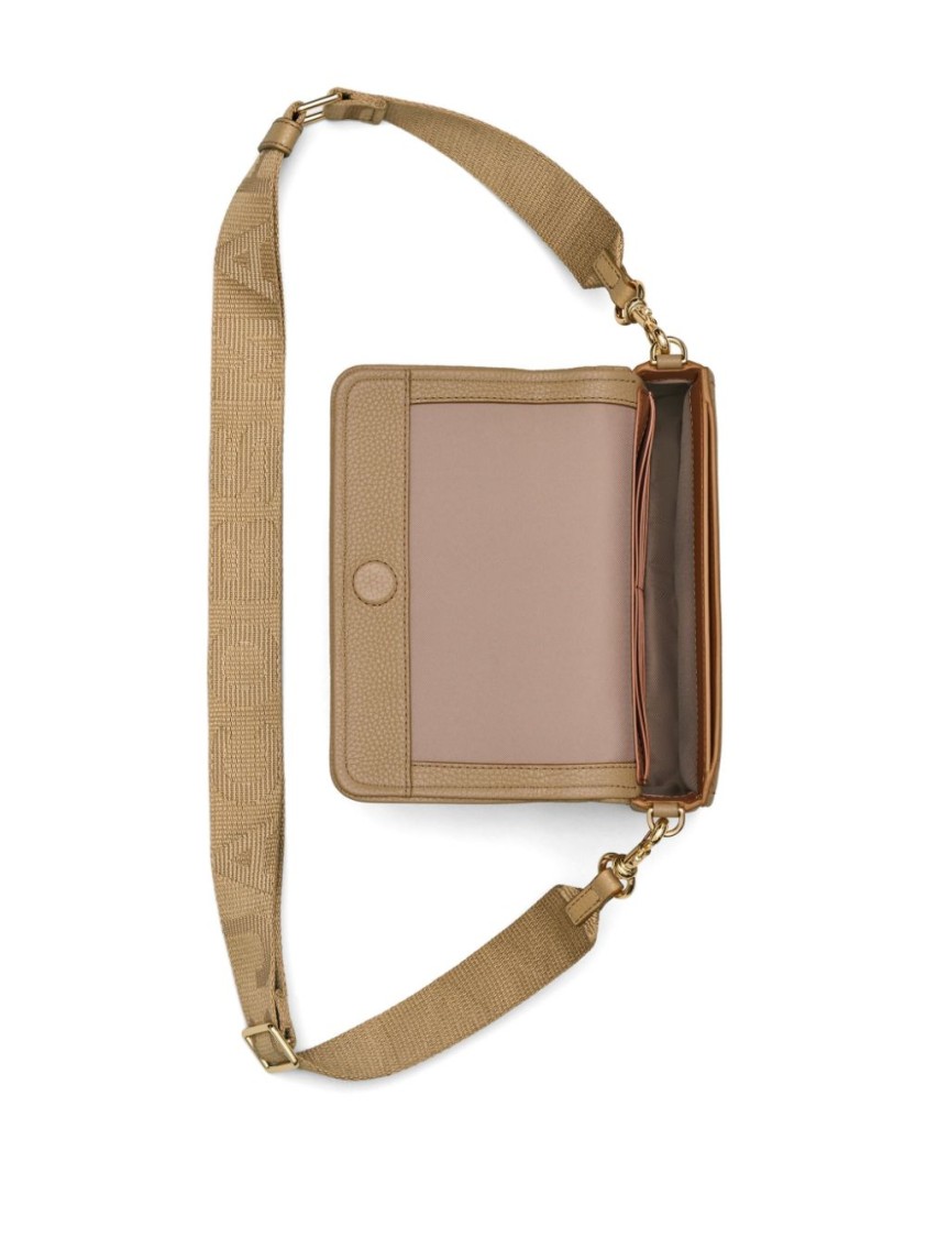 Marc Jacobs Brown Leather Shoulder Bag With Textured Finish In Neutral