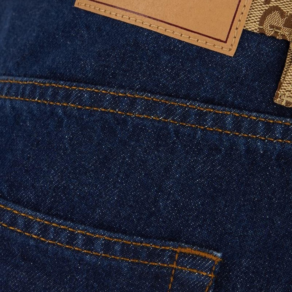 Gucci High-waist Boyfriend Pants With Logo Waistband In Blue