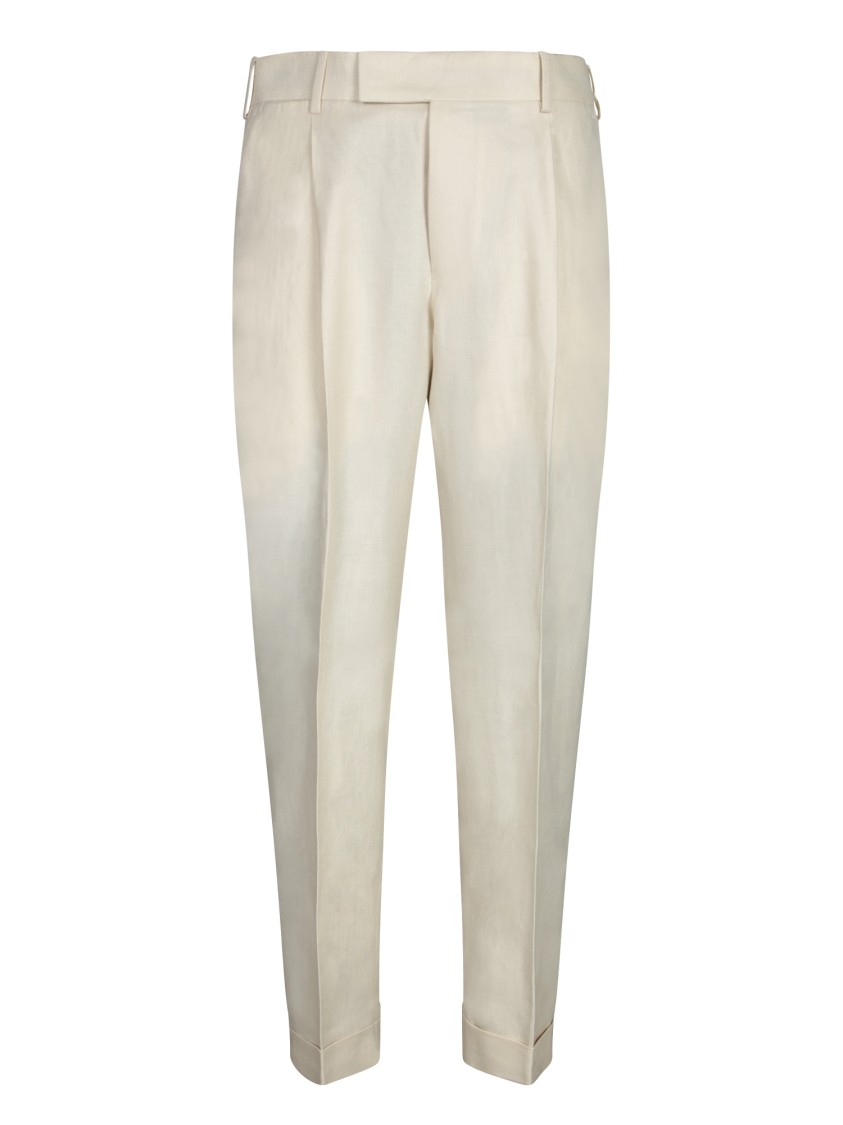 Pt Torino Cotton-linen Blend Trousers With Modern Tailoring
